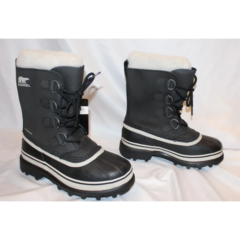 Sorel Men's 9 Women's 11 CARIBOU WP Waterproof Winter Boots Black Dark Stone NIB